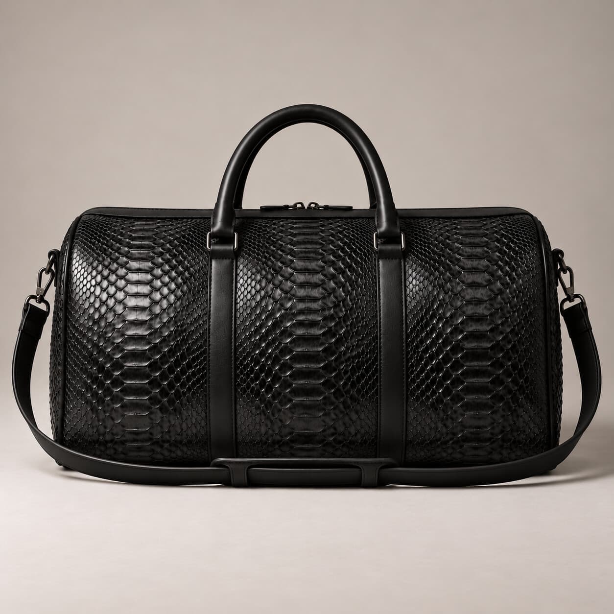 The Dom Bag in Black python, back view