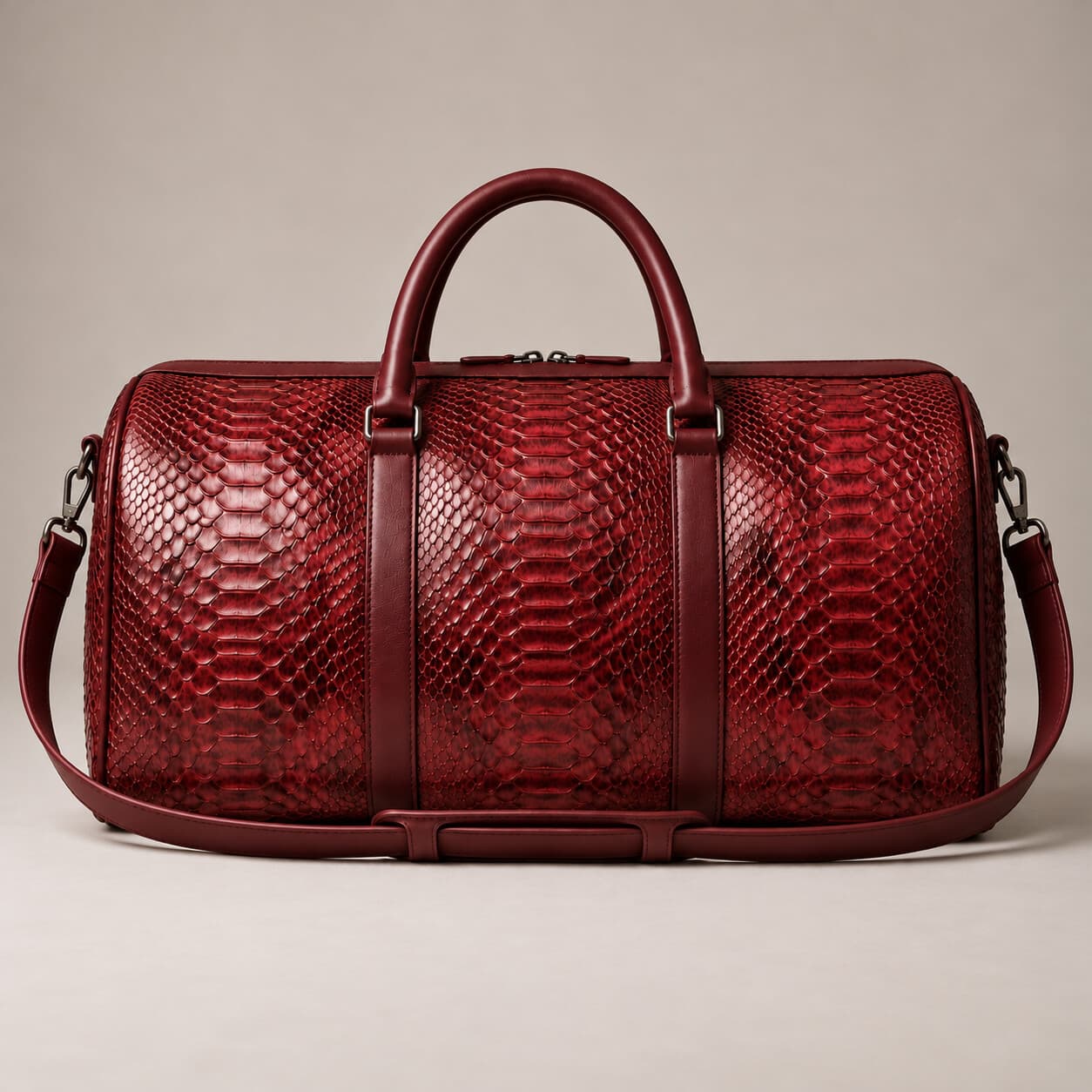 The Dom Bag in Burgundy python, back view