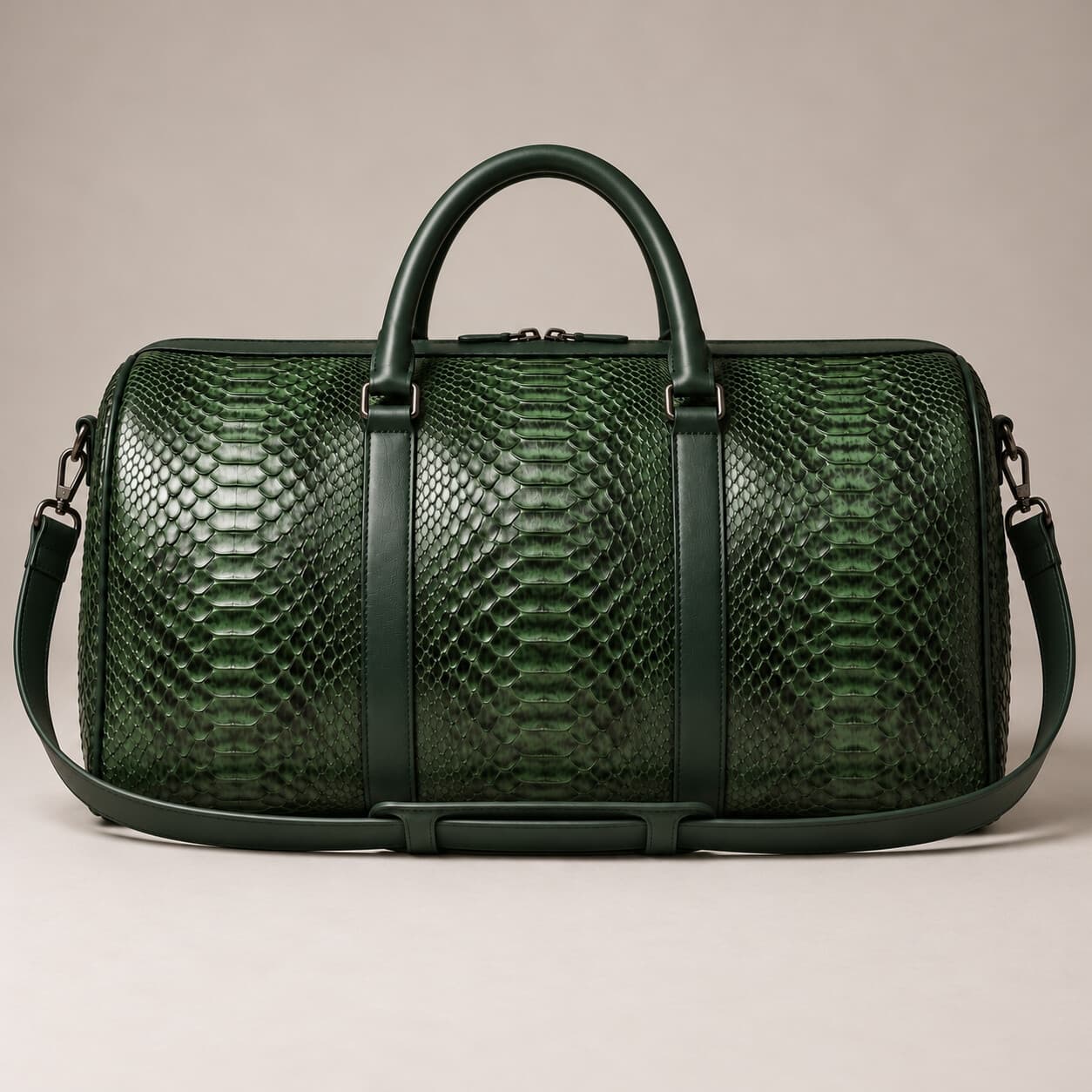 The Dom Bag in Forest Green python, back view