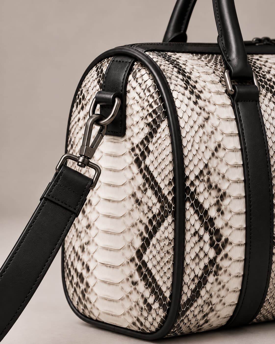 The Dom Bag in Himalayan Black python, hardware detail