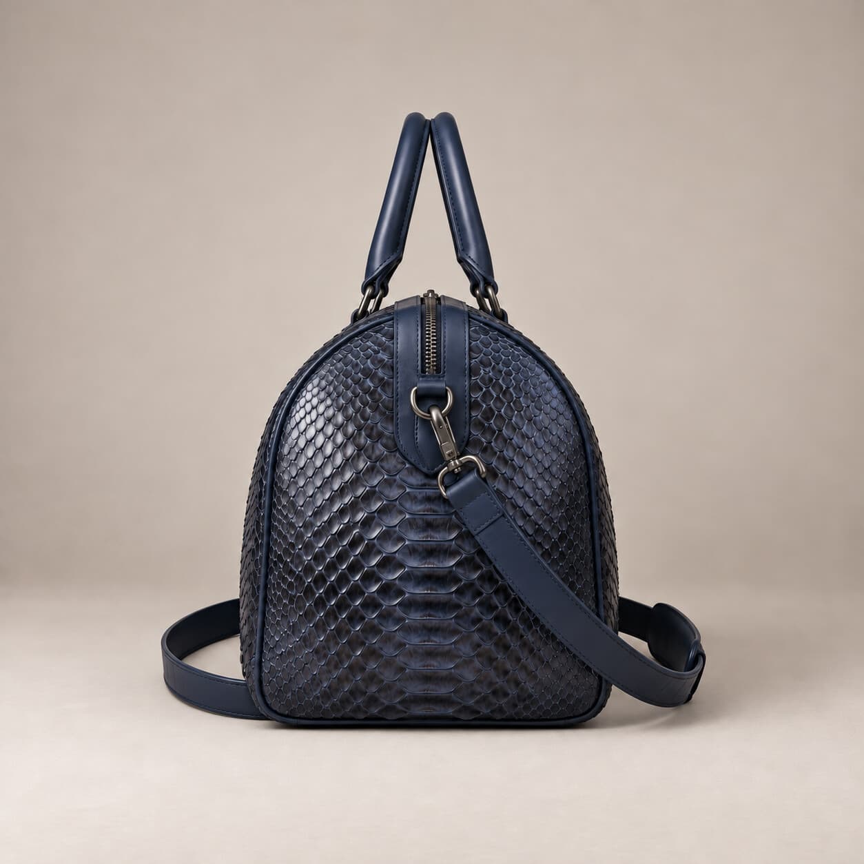 The Dom Bag in Navy, side view